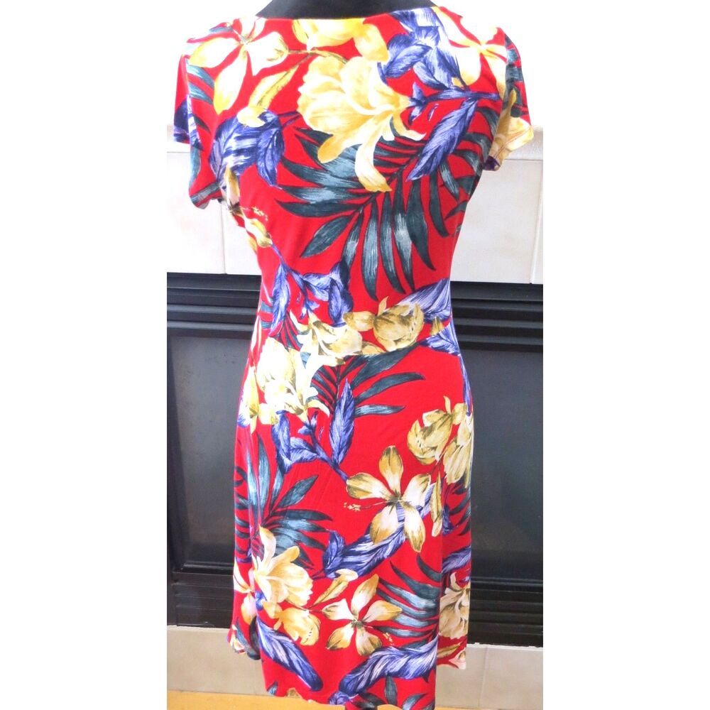 Lascana Venus Red Tropical Floral Dress Size 6 EUC - Picture 2 of 6
